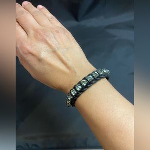 Swarovski rhinestone bracelet with leather strap